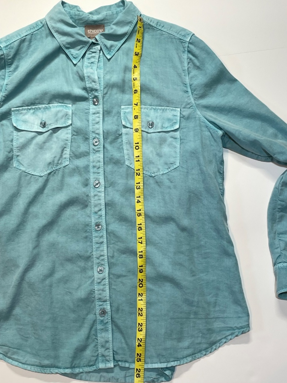 Chico's Long Sleeve Button-Down Blouse Size 1 - Picture 5 of 8